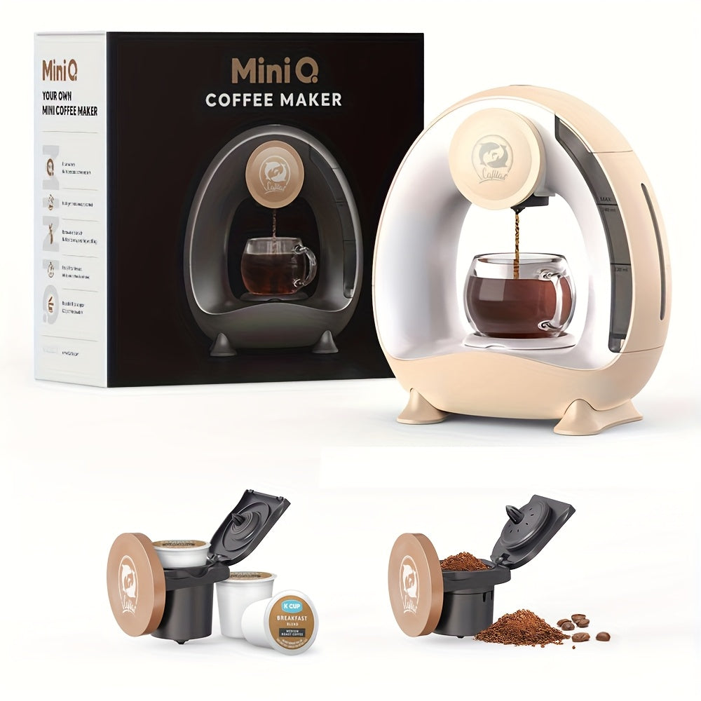 Compact Coffee Master - 4-8 Oz Single Serve Coffee Maker with 2-in-1 Americano Function, Compatible with Coffee Ground & K Cup, Automatic Drip Coffee Maker and Tea Maker for Home and Travel, Fast Brewing, Quiet Operation, and