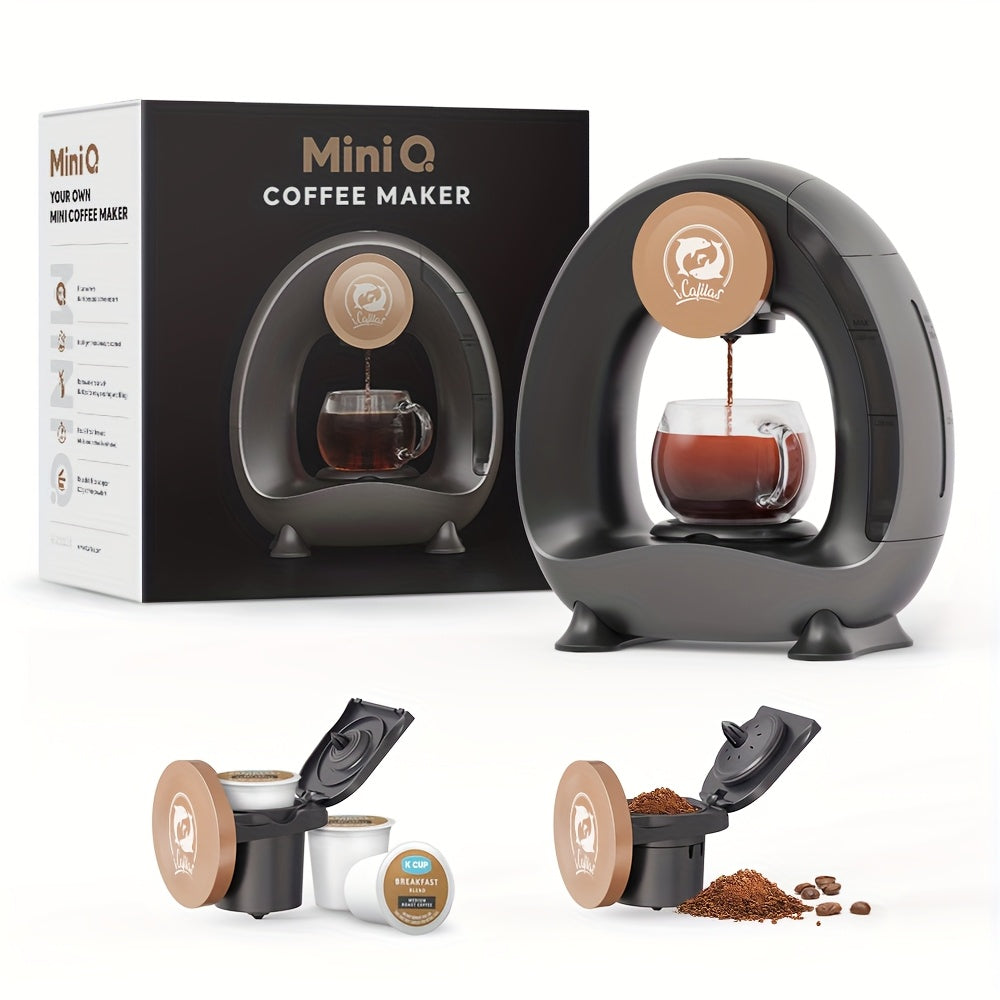 Compact Coffee Master - 4-8 Oz Single Serve Coffee Maker with 2-in-1 Americano Function, Compatible with Coffee Ground & K Cup, Automatic Drip Coffee Maker and Tea Maker for Home and Travel, Fast Brewing, Quiet Operation, and