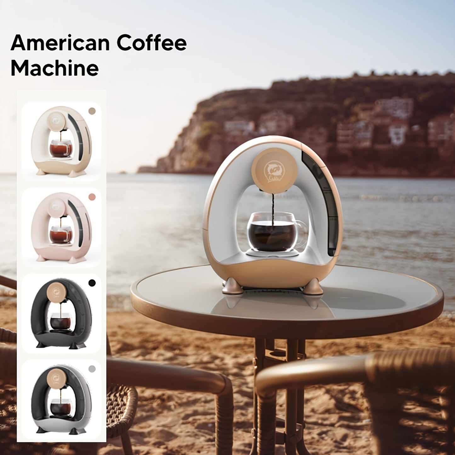 Compact Coffee Master - 4-8 Oz Single Serve Coffee Maker with 2-in-1 Americano Function, Compatible with Coffee Ground & K Cup, Automatic Drip Coffee Maker and Tea Maker for Home and Travel, Fast Brewing, Quiet Operation, and