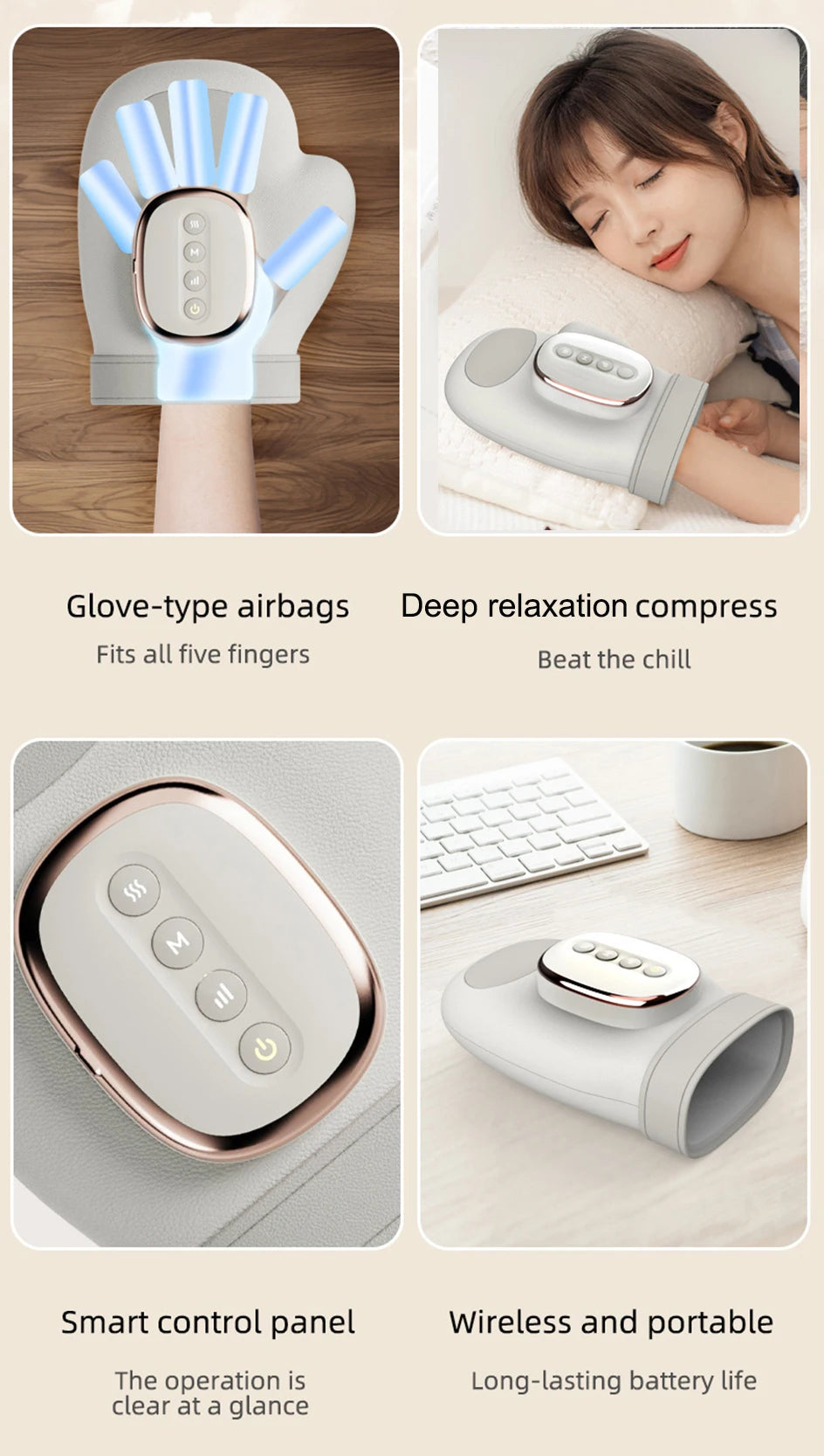 NEW Electric Hand Massager with Airbag Compression Cordless Glove Massager Application for Palm Finger Relaxation Gift