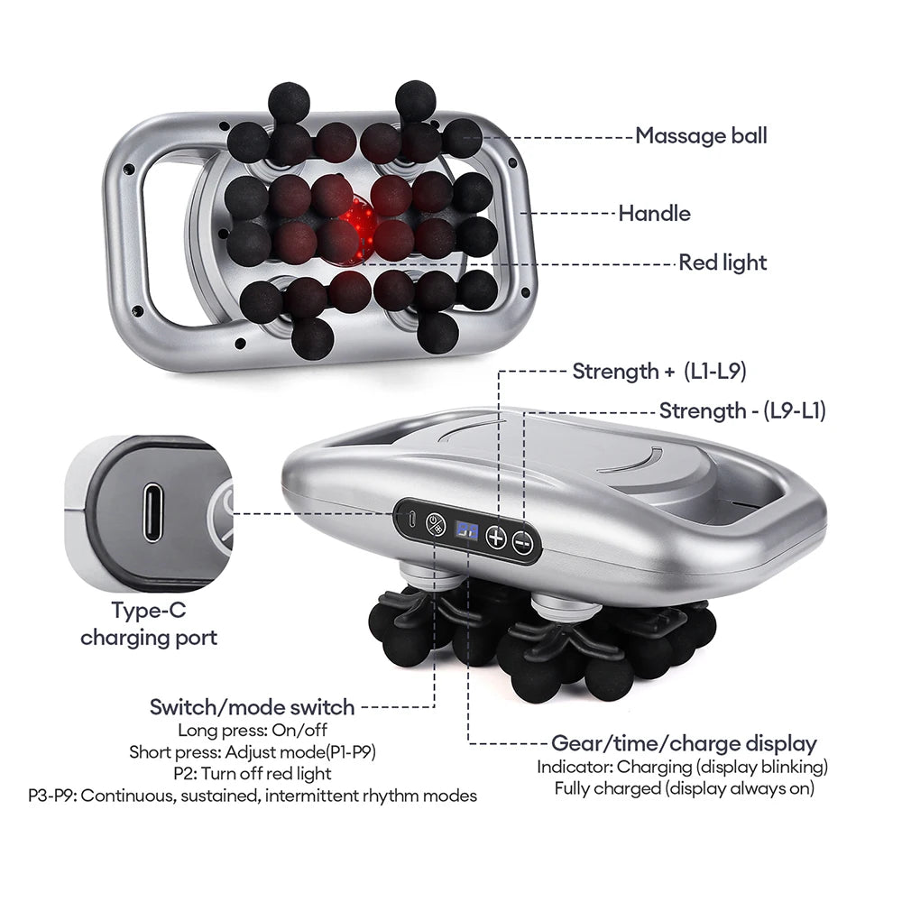 22-Head Fascia Gun High-Frequency Vibration Body Massage Gun Back and Waist Massager Neck Shoulder Massager Muscle masajeador