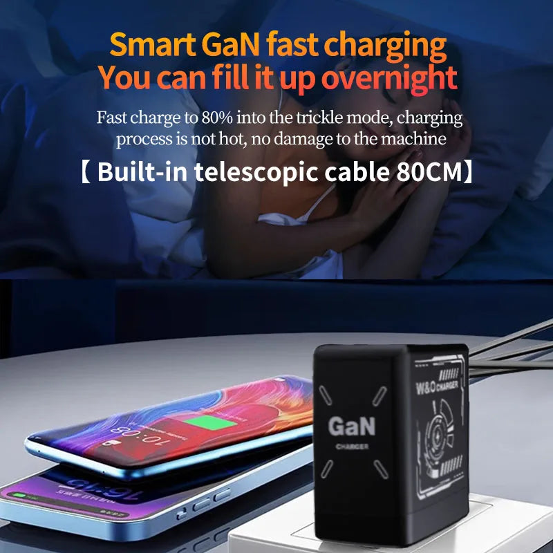 W&O GaN Fast Charging Cable Type C 20W and Lightning Liquid Silicone Cable for iPhone 14 15 Pro Max Xiaomi Realme Redmi 