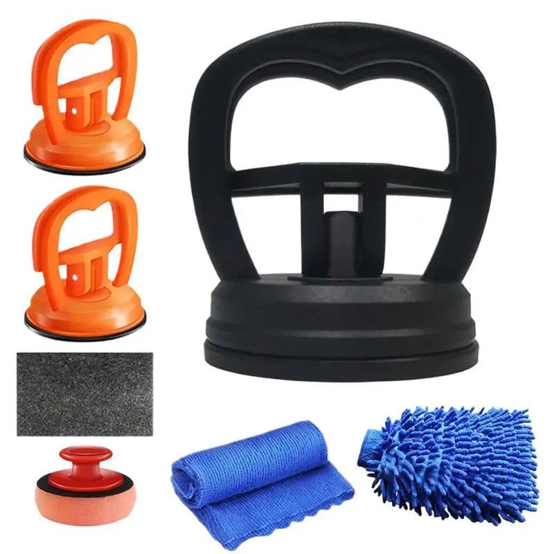 Auto Dent Removal Tool Set With Wash Mittens Scratch Cloth Rag Sponge Multipurpose Suction Cup Dent Pulling Kit Repair Tools