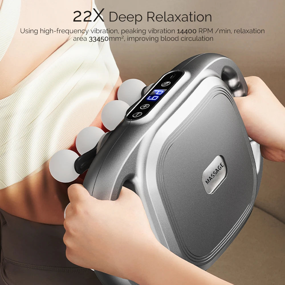 22-Head Fascia Gun High Frequency Vibration Body Massage Gun Back Massager Waist Massager Neck Shoulder Thigh Fascia Masajeador