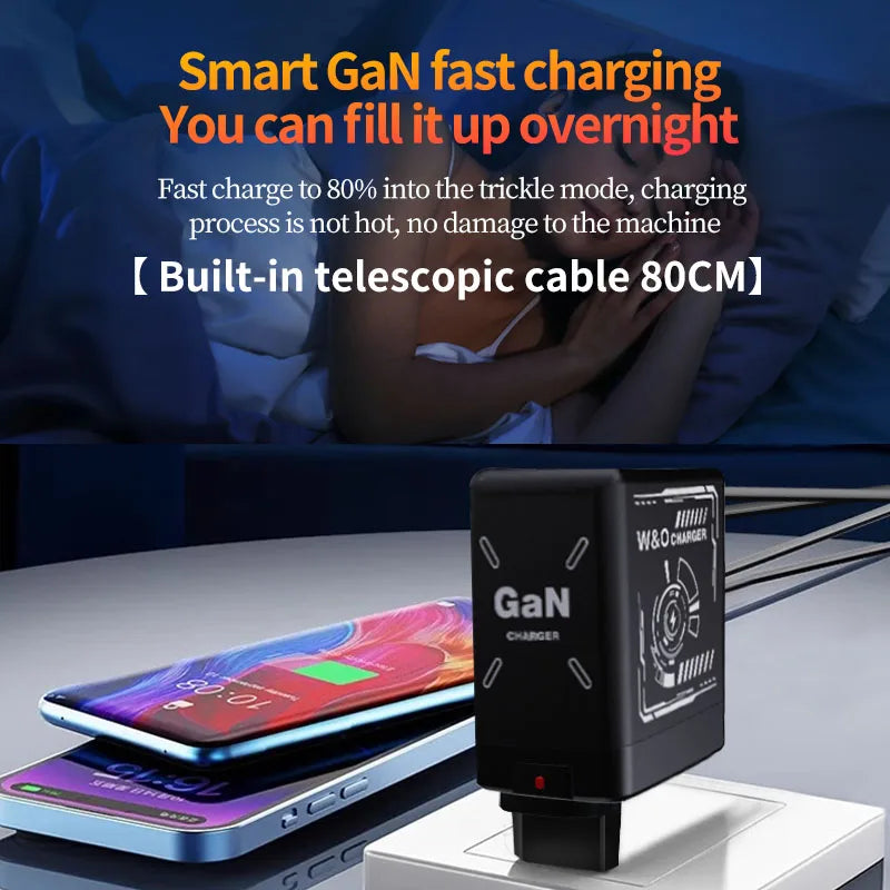 W&O GaN Fast Charging Cable Type C 20W and Lightning Liquid Silicone Cable for iPhone 14 15 Pro Max Xiaomi Realme Redmi 