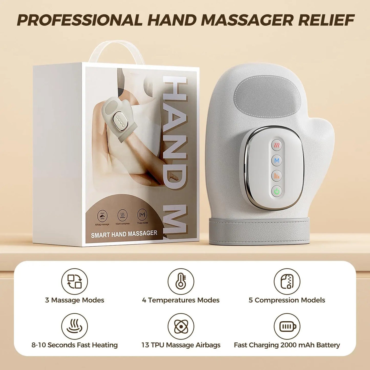 NEW Electric Hand Massager with Airbag Compression Cordless Glove Massager Application for Palm Finger Relaxation Gift