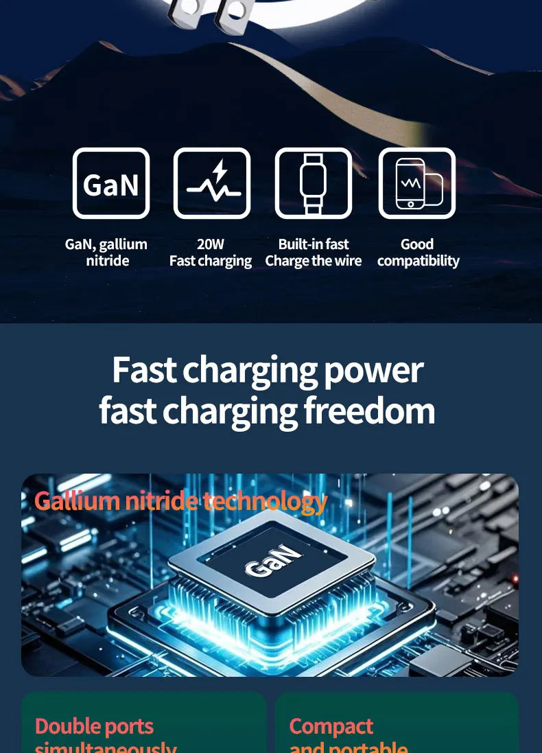 GaN 20W Fast charging PD3.0 Charger Type C lighting For iPhone 12 13 Samsung Huawei Xiaomi Mobile Phone EU/US Plug Wall Charger