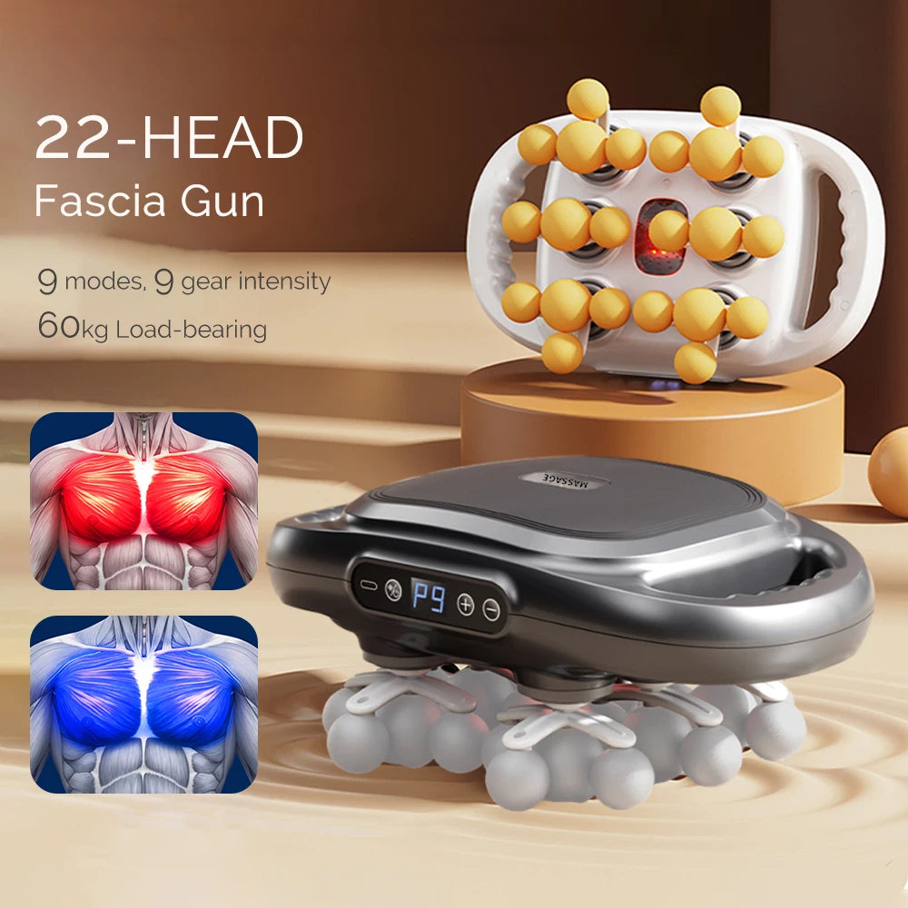 22-Head Fascia Gun High Frequency Vibration Body Massage Gun Back Massager Waist Massager Neck Shoulder Thigh Fascia Masajeador