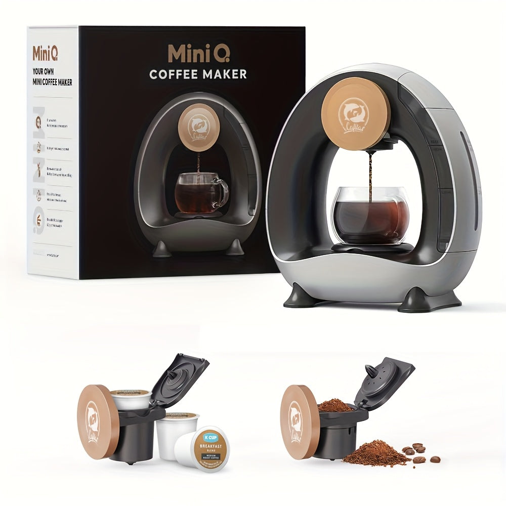 Compact Coffee Master - 4-8 Oz Single Serve Coffee Maker with 2-in-1 Americano Function, Compatible with Coffee Ground & K Cup, Automatic Drip Coffee Maker and Tea Maker for Home and Travel, Fast Brewing, Quiet Operation, and