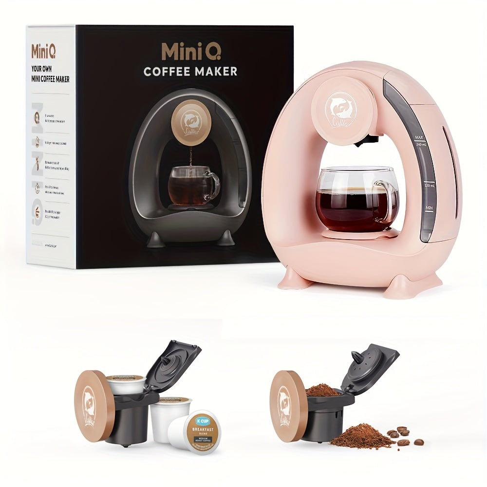 Compact Coffee Master - 4-8 Oz Single Serve Coffee Maker with 2-in-1 Americano Function, Compatible with Coffee Ground & K Cup, Automatic Drip Coffee Maker and Tea Maker for Home and Travel, Fast Brewing, Quiet Operation, and
