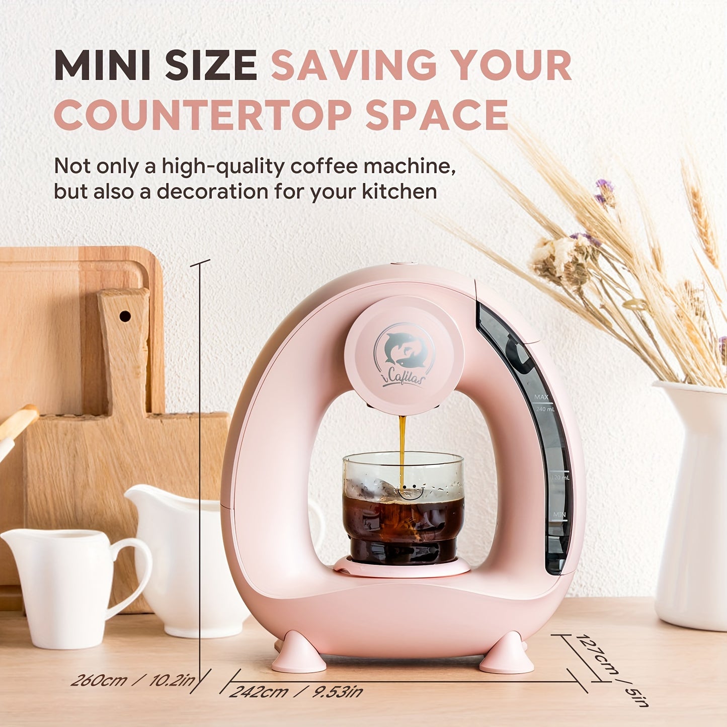 Compact Coffee Master - 4-8 Oz Single Serve Coffee Maker with 2-in-1 Americano Function, Compatible with Coffee Ground & K Cup, Automatic Drip Coffee Maker and Tea Maker for Home and Travel, Fast Brewing, Quiet Operation, and