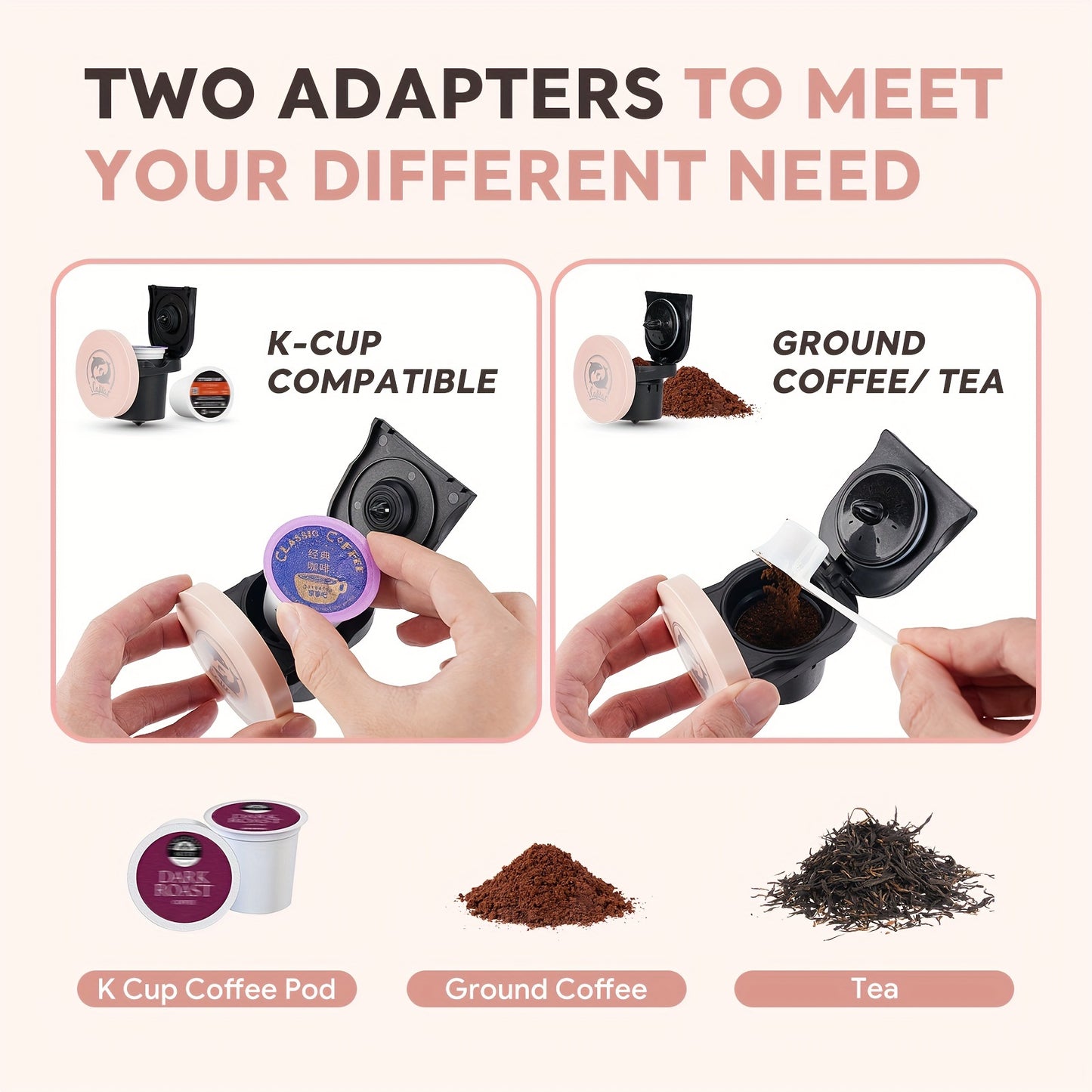 Compact Coffee Master - 4-8 Oz Single Serve Coffee Maker with 2-in-1 Americano Function, Compatible with Coffee Ground & K Cup, Automatic Drip Coffee Maker and Tea Maker for Home and Travel, Fast Brewing, Quiet Operation, and