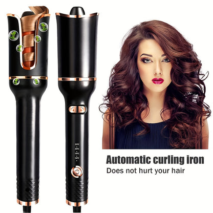 [Auto Curling Iron] 4 Speed Automatic Rotating Curling Iron Hair Wand | Dual Voltage, Spin Iron for Styling, Black, Curling Wand Attachment, Curling Iron for Hair