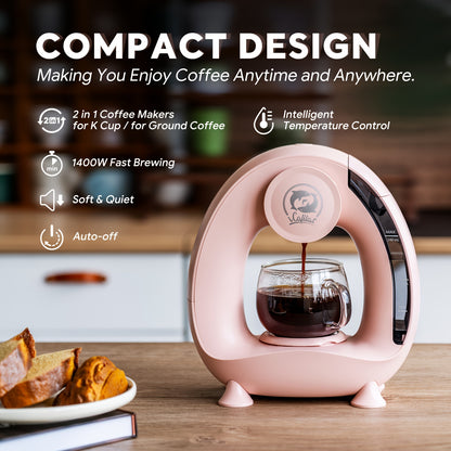 Compact Coffee Master - 4-8 Oz Single Serve Coffee Maker with 2-in-1 Americano Function, Compatible with Coffee Ground & K Cup, Automatic Drip Coffee Maker and Tea Maker for Home and Travel, Fast Brewing, Quiet Operation, and