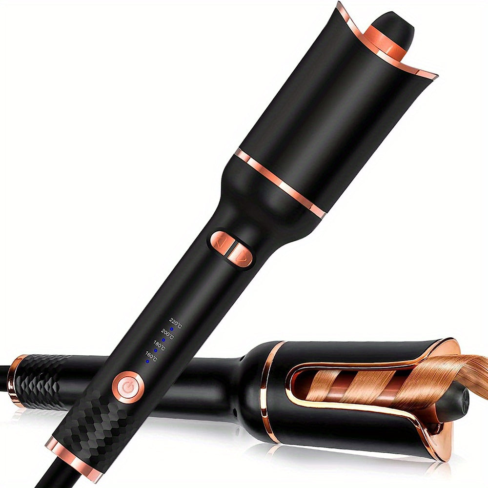 [Auto Curling Iron] 4 Speed Automatic Rotating Curling Iron Hair Wand | Dual Voltage, Spin Iron for Styling, Black, Curling Wand Attachment, Curling Iron for Hair
