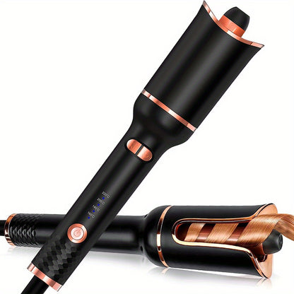 [Auto Curling Iron] 4 Speed Automatic Rotating Curling Iron Hair Wand | Dual Voltage, Spin Iron for Styling, Black, Curling Wand Attachment, Curling Iron for Hair