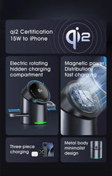 New Truly Qi2 3 In 1 Magsafe Magnetic Touch Button Wireless Charger For Android iPhone iWatch Airpods Fast Charging Dock Station