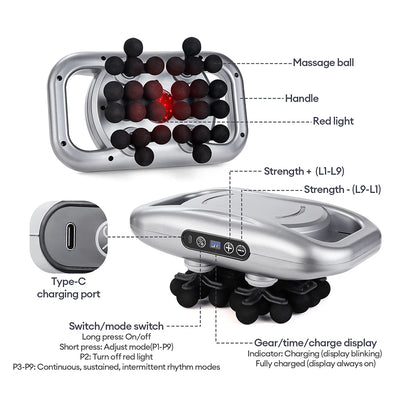 22-Head Fascia Gun High-Frequency Vibration Body Massage Gun Back and Waist Massager Neck Shoulder Massager Muscle masajeador