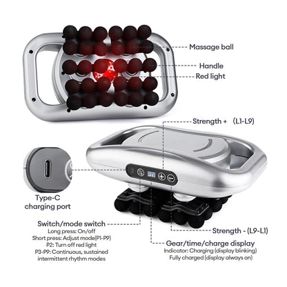 22-Head Fascia Gun High-Frequency Vibration Body Massage Gun Back and Waist Massager Neck Shoulder Massager Muscle masajeador