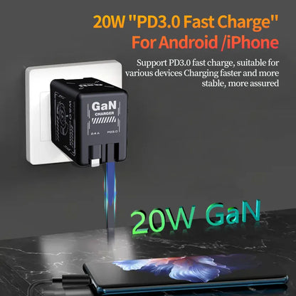 W&O GaN Fast Charging Cable Type C 20W and Lightning Liquid Silicone Cable for iPhone 14 15 Pro Max Xiaomi Realme Redmi ﻿