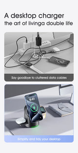 New Truly Qi2 3 In 1 Magsafe Magnetic Touch Button Wireless Charger For Android iPhone iWatch Airpods Fast Charging Dock Station