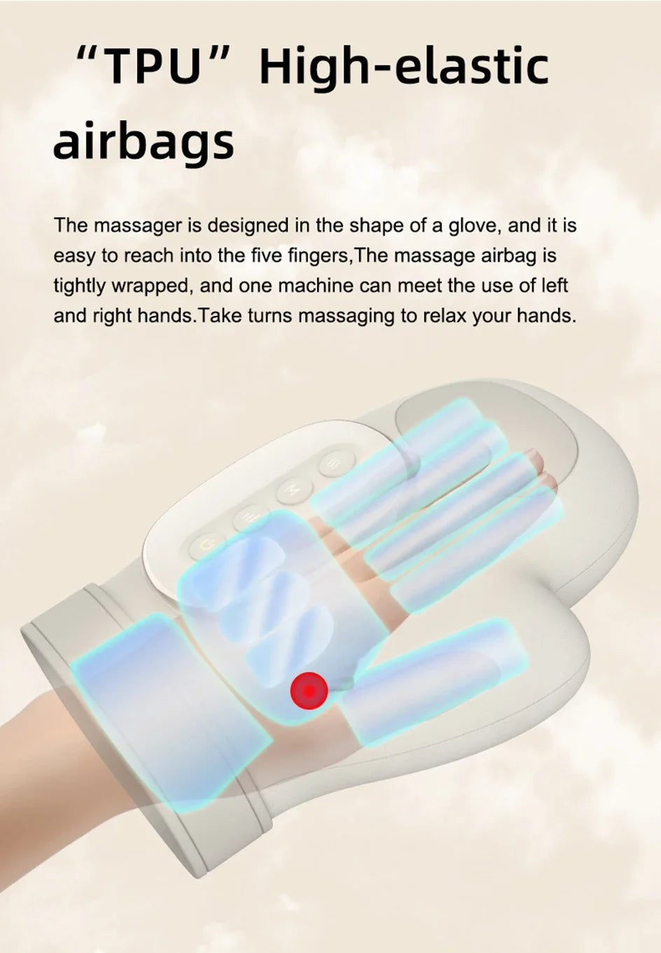NEW Electric Hand Massager ｗith Airbag Compression Cordless Glove Massager Application for Palm Finger Relaxation Gift