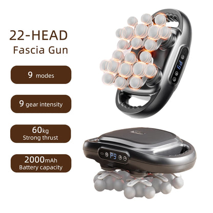 22-Head Fascia Gun High Frequency Vibration Body Massage Gun Back Massager Waist Massager Neck Shoulder Thigh Fascia Masajeador