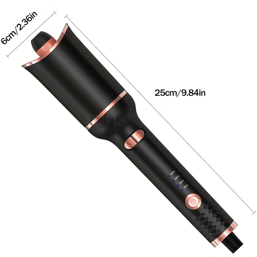 [Auto Curling Iron] 4 Speed Automatic Rotating Curling Iron Hair Wand | Dual Voltage, Spin Iron for Styling, Black, Curling Wand Attachment, Curling Iron for Hair