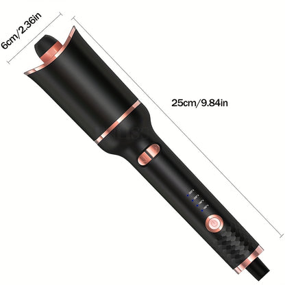 [Auto Curling Iron] 4 Speed Automatic Rotating Curling Iron Hair Wand | Dual Voltage, Spin Iron for Styling, Black, Curling Wand Attachment, Curling Iron for Hair