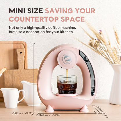 Compact Coffee Master - 4-8 Oz Single Serve Coffee Maker with 2-in-1 Americano Function, Compatible with Coffee Ground & K Cup, Automatic Drip Coffee Maker and Tea Maker for Home and Travel, Fast Brewing, Quiet Operation, and
